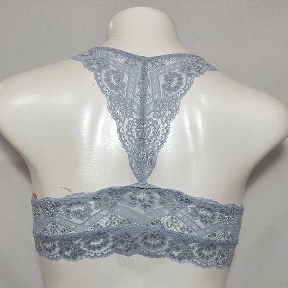 XS X-SMALL Gilligan Lace Pullover‎ Racerback Bralette Blue NWT - Picture 5 of 7